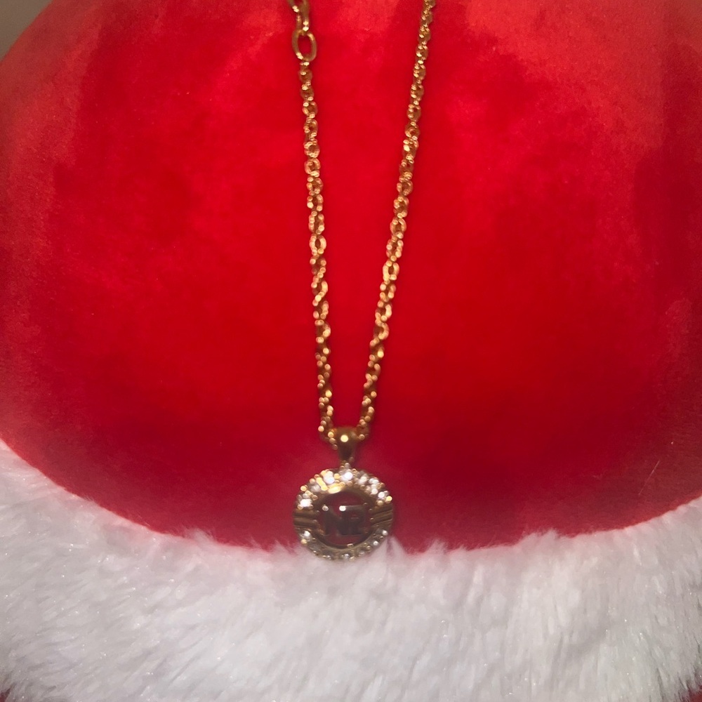 Nina Ricci Vintage NR Logo Medallion Necklace Gold Rope Chain Rhinestone Pendant - Picture 5 of 5